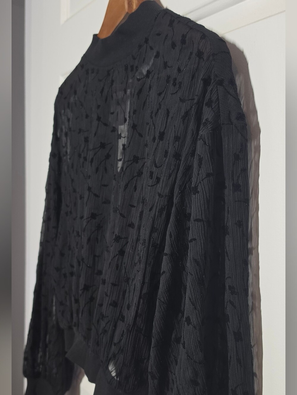 Zara Elegant Semi Sheer Black Blouse Top - Picture 12 of 12
